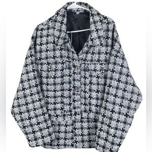 Ophelia & Co Womens Black White Houndstooth Tweed Blazer & Skirt Set Size 3X NWT